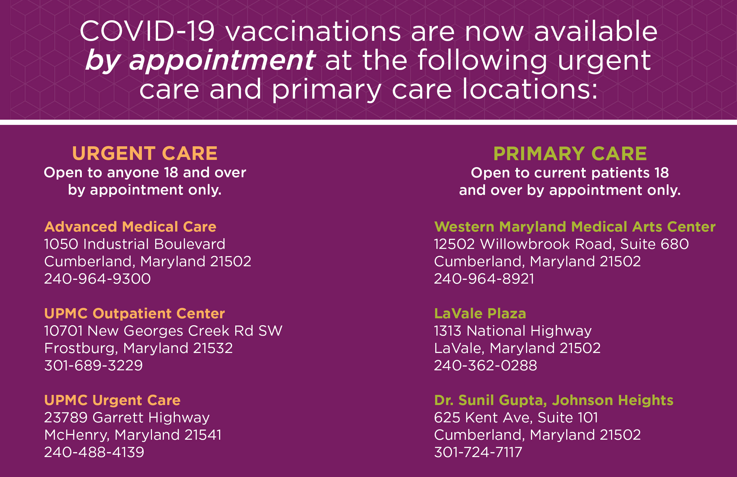 Primary Care Centers | UPMC Western Maryland